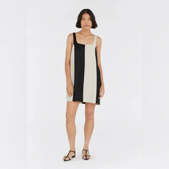 chinese dress ladies AURELIA WHITE ASYM LINEN MINI DRESS